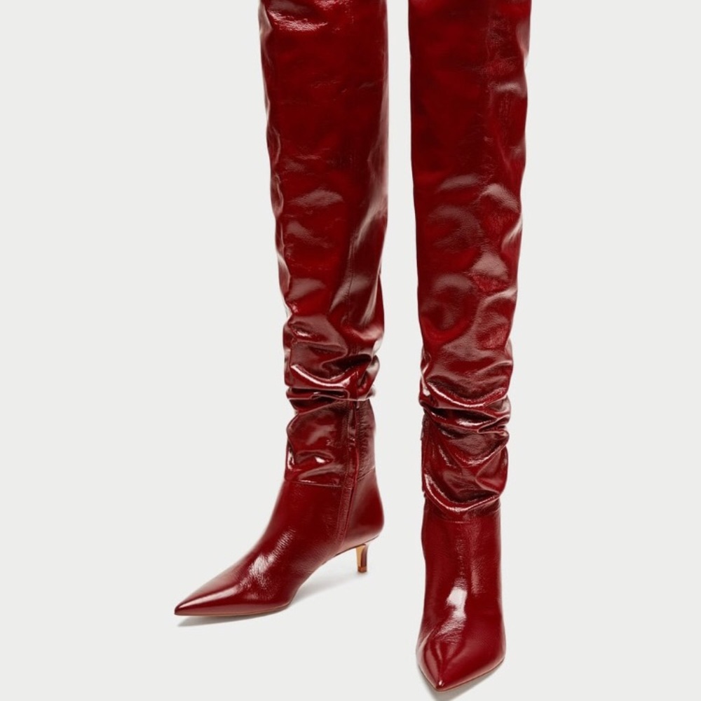 NEW Zara ⚡️Red Over-the-knee Boots